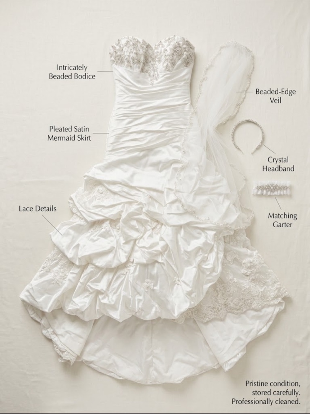 Maggie Sottero Sabelle White Bridal Wedding Gown Beaded Bodice dress gown 10 - Picture 3 of 15